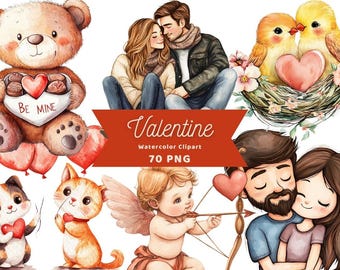 Valentine's Day Watercolor Clipart | Space PNG | PNG Bundle | Digital Download | Watercolor Art | Love Day Graphics | Valentine | Commercial
