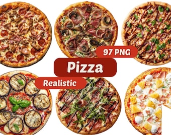 Pizza Realistic Clipart | Juicy Pizza PNG | Pizza PNG | PNG Bundle | Food Clipart | Food Graphics