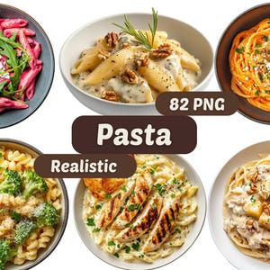Pasta Realistic Clipart | Creamy Pasta PNG | Pasta PNG | PNG Bundle | Food Clipart | Food Graphics | Fettuccine Pasta Clipart