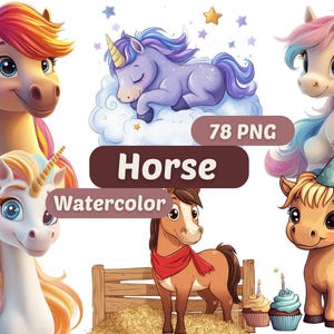 Horse Watercolor Clipart | Horse PNG | PNG Bundle | Digital Download | Watercolor Art | Horse Graphics | Animal PNG