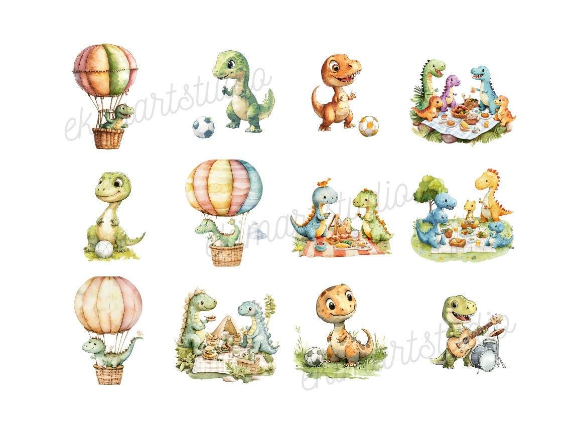 Dinosaur Watercolor Clipart | Sticker | PNG Bundle | Animal Clipart ...