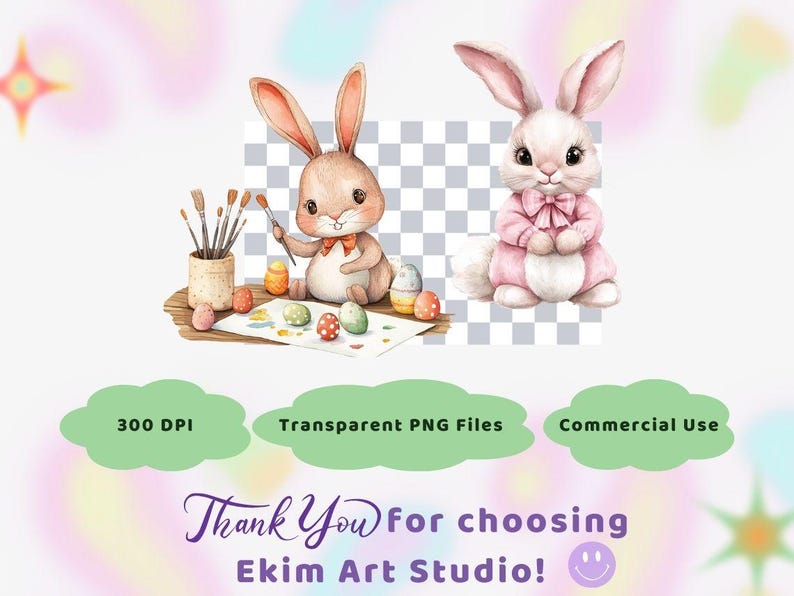 Cute Bunny Watercolor Clipart | Sticker | PNG Bundle | Digital Download ...