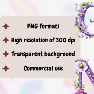 Floral Purple Alphabet Clipart | Floral Alphabet PNG | Alphabet PNG ...