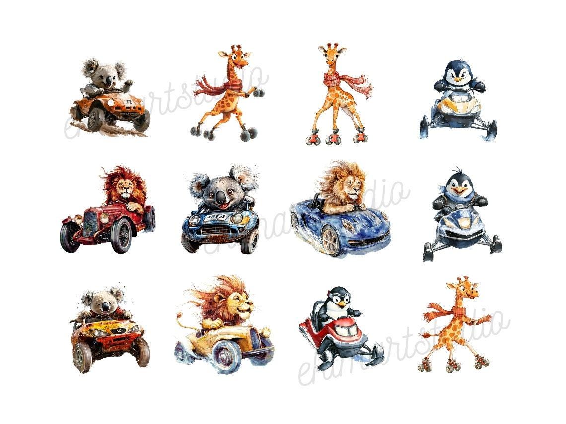Editable Animals Racing Racing Animals Watercolor Clipart | Racing Animals | PNG Bundle ...