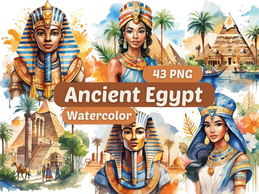 Ancient Egypt Watercolor Clipart | Cleopatra PNG | Digital Download ...