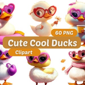 Süße coole Enten Clipart | Niedliche Enten PNG | PNG-Bundle | Niedliche coole Enten | Ente Tiere | Niedliche Enten-Grafiken | Enten Grafiken