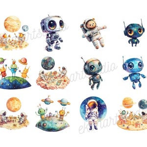 Cute Space Watercolor Clipart | Space PNG | PNG Bundle | Digital ...