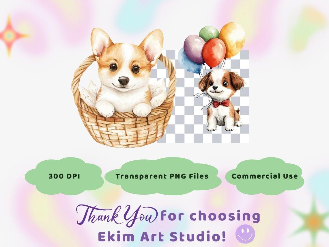 Cute Dogs Watercolor Clipart | Sticker | PNG Bundle | Digital Download ...