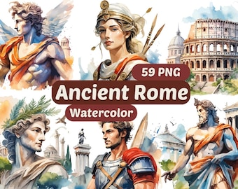 Ancient Rome Watercolor Clipart | Roman Empire |  Mythology Png | PNG Bundle | Watercolor Art | Rome Clipart | Roman Soldier PNG