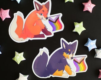 Fox and Dog Pride Stickers | Trans Rights Pride Sticker