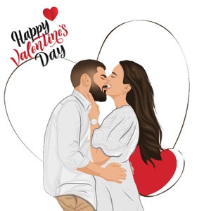 Custom Valentines Day Gift, Custom Couple Portrait, Couple Line Art, Happy Valentine, Valentines Day Boyfriend, Gift for Her, Gift for Him