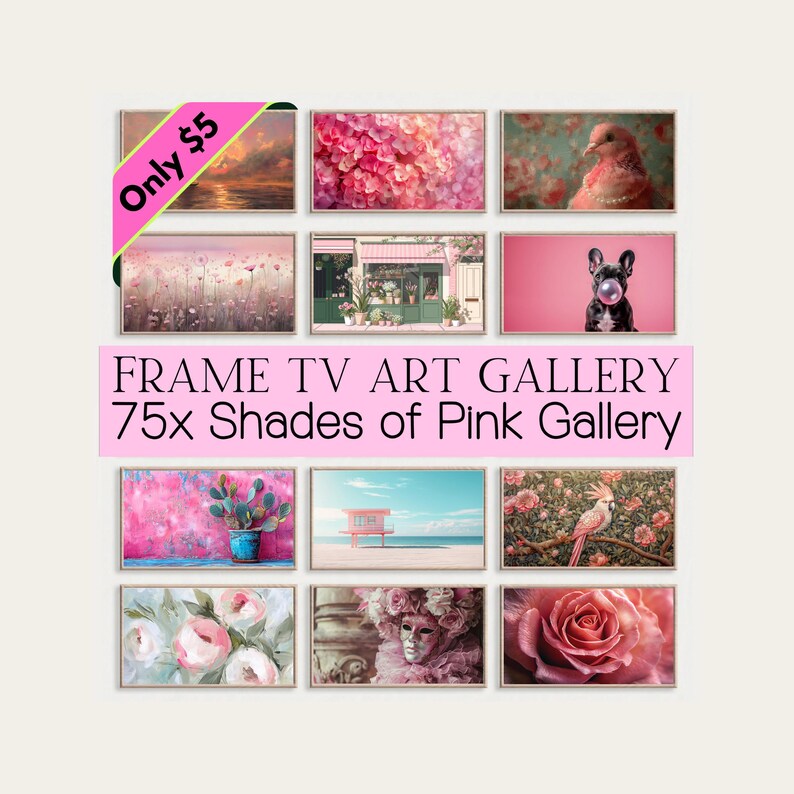 Frame TV Gallery of 75 Vintage Pink Art Pieces in a Peach Color Palette