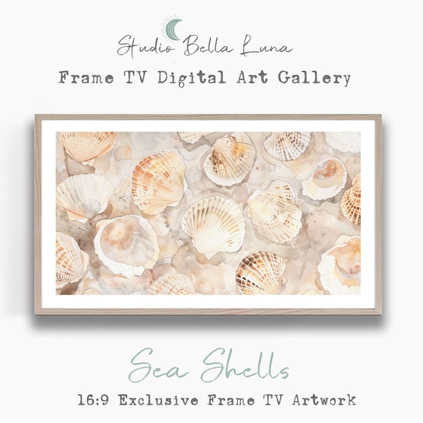 Frame TV Digital  Art, Beach Art, Downloadable TV Art, Tropical Beach Art, Beach House, Shell Decor, Seashells, Shell Decor, Shell Wall Art