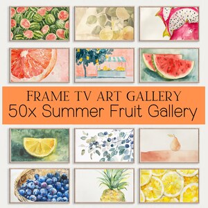 Samsung Frame TV Art Summer | Digital Download Watercolor Samsung TV | Fruit tv Art | The Frame Art Collection | Instant Download +12 FREE