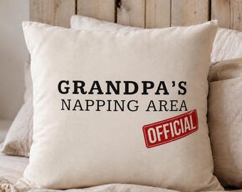 Offizieller Opa-Schlafbereich-Kissenbezug • Lustiges Vatertagsgeschenk für Opas • Personalisierter Schlafbereich-Kissenbezug • Individuelles Geburtstagsgeschenk