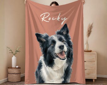 Personalisierte Haustier Porträt Decke • Personalisierte Hunde- & Katzen Decke • Aquarell Haustier Kunst • Personalisierte Foto Decke • Geschenk für Tierliebhaber