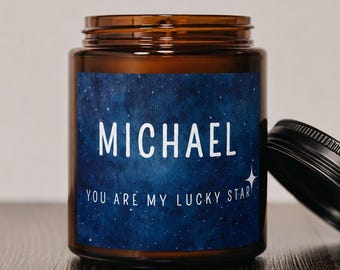 You Are My Lucky Star Candle, personalisiertes Namensgeschenk für Tochter oder Sohn, Nachthimmel-Geburtstag oder Kinderzimmer-Andenken