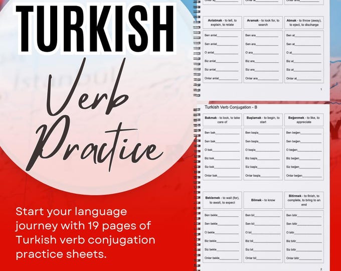 Turkish Verb Conjugation Worksheet - Etsy