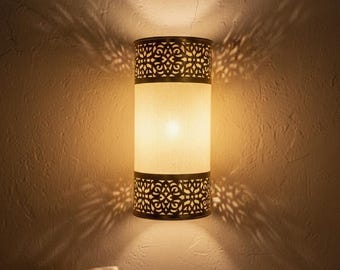 2 pcs Moroccan Copper Wall Lamp Lamp - Handmade Brass Sconce Light - Arabesque Wall Lamp - Ambient Lighting - Handcrafted Sconce Fixture