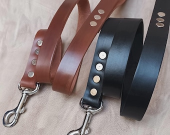 2 Leather Dog Leashes Reinforced Leather Ideal Strong Dog Leash Long 1 mtrs Durable Leather Leash Brown and Black