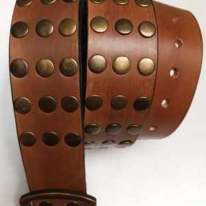 100% Leather Belt with Bronze Rivets/Studs for Women and Men