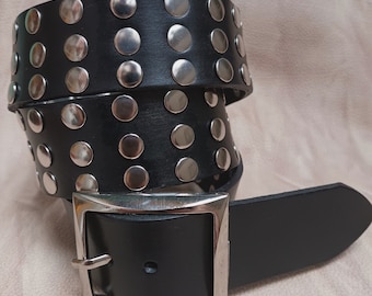100% Genuine Leather Belt with Nickel Rivets/Studs Custom Belt for Women and Men Handcrafted Belt Gift Belt