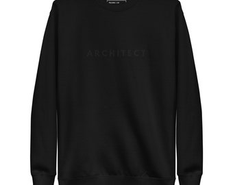 Architect Embroidered Black Sweatshirt - Minimalist Unisex Design