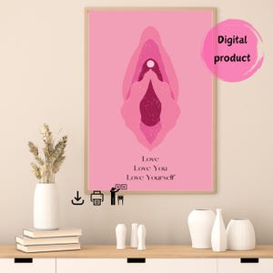 Love Yourself, Abstract Feminine Art in Soft Pink Tones, digital download, digital, poster for her, gift for friend, picture love Yourself