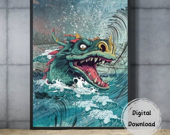 Sea dragon - digital poster. Ready to print.
