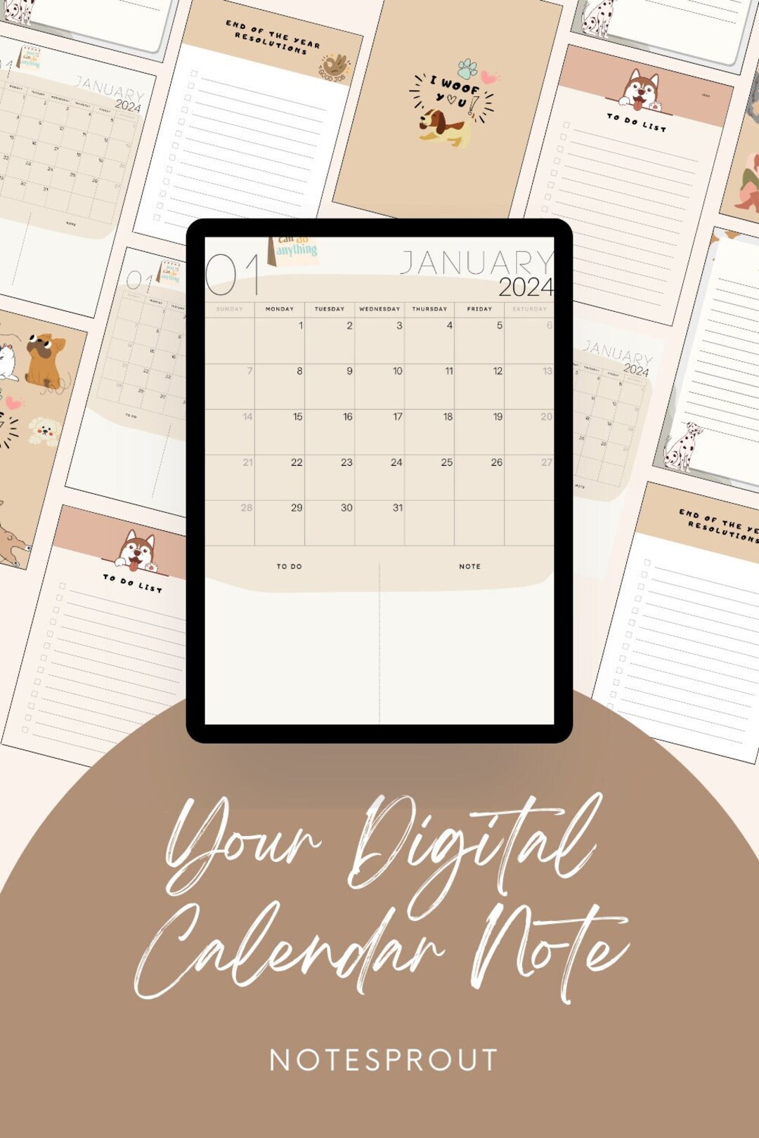 Digital Calendar.pdf Notesprout Digital Calendar PDF - Monthly Planner With Notes, To-do ...