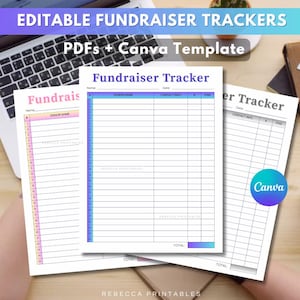 Fundraiser Tracker Fundraising Tracking Sheet Printable Editable Fundraiser Form Canva Template Sponsorship Tracker Donation Tracker Payment