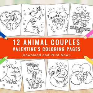 Valentines Coloring Pages For Kids Animal Couples Coloring Toddlers Preschoolers Beginner Coloring Book Easy Coloring Pages Kids Valentines