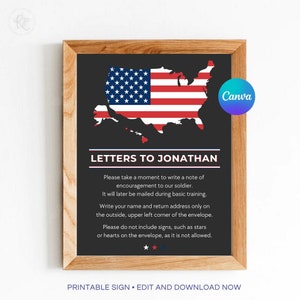 Letters To Our Soldier Sign Printable Basic Training Farewell Party Military Party Sign Deployment Party Sign Army Going Away Boot Camp 328