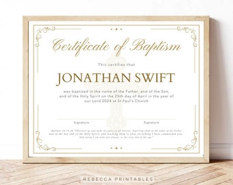 Editable Baptism Certificate Template Printable Baptism Certificate Dedication Certificate Baptism Ceremony Gift DIY Baptism Gift Boy Girl