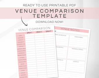 Venue Comparison Printable Wedding Planning Event Planning Venue Checklist Wedding Vendor Tracker Wedding Checklist Wedding Cheatsheet PDF