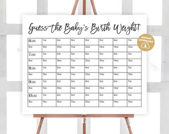 Guess the Baby Weight Printable Baby Shower Party Game Guessing Game Office Baby Shower Game Baby Predictions Game Baby Pool Game 352
