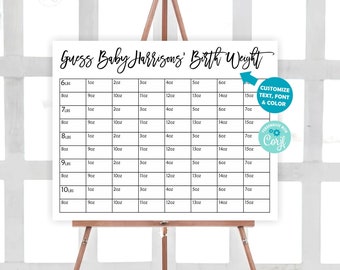Guess The Baby&#39;s Weight Baby Bet Pool Game Baby Shower Game School Baby Shower Game Baby Pool Template Printable Office Game 352