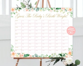 Guess the Baby Weight Printable Baby Shower Betting Squares Game Party Game Office Baby Shower Game Baby Predictions Game Baby Pool Game