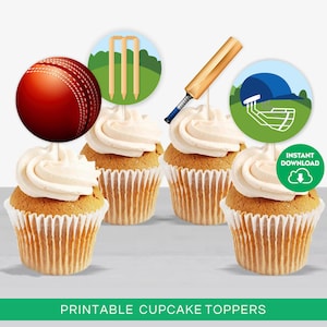 Cricket Cupcake Toppers Cricket Party Printable Cricket Tournament Decor Cricket Ball Toppers Ball Cricket Birthday Stickers Download 145