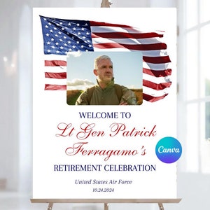Military Retirement Decor American Flag Sign Retirement Party Decor Printable US Flag Welcome Sign Air Force Sign Army Sign Template 328