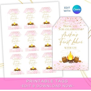 Lohri Favor Tags Pink Lohri Tags Printable Girl Lohri Gift Box Editable Tags Lohri Girl Decor Lohri Favors Lohri Stickers Canva Download L01