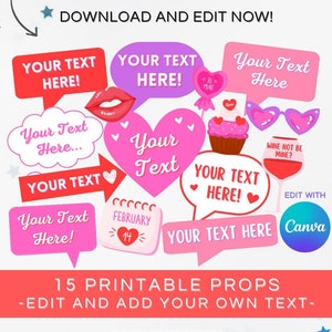 Valentinstag Photo Booth Requisiten Bearbeitbare Valentinstag Requisiten Druckbare Anti Valentinstag Canva Vorlage Galentinstag Dekor Party Requisiten