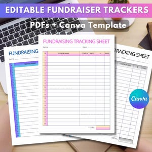 Fundraising Tracking Sheet Fundraiser Tracker Printable Editable Fundraiser Form Canva Template Sponsorship Tracker Donation Tracker Payment