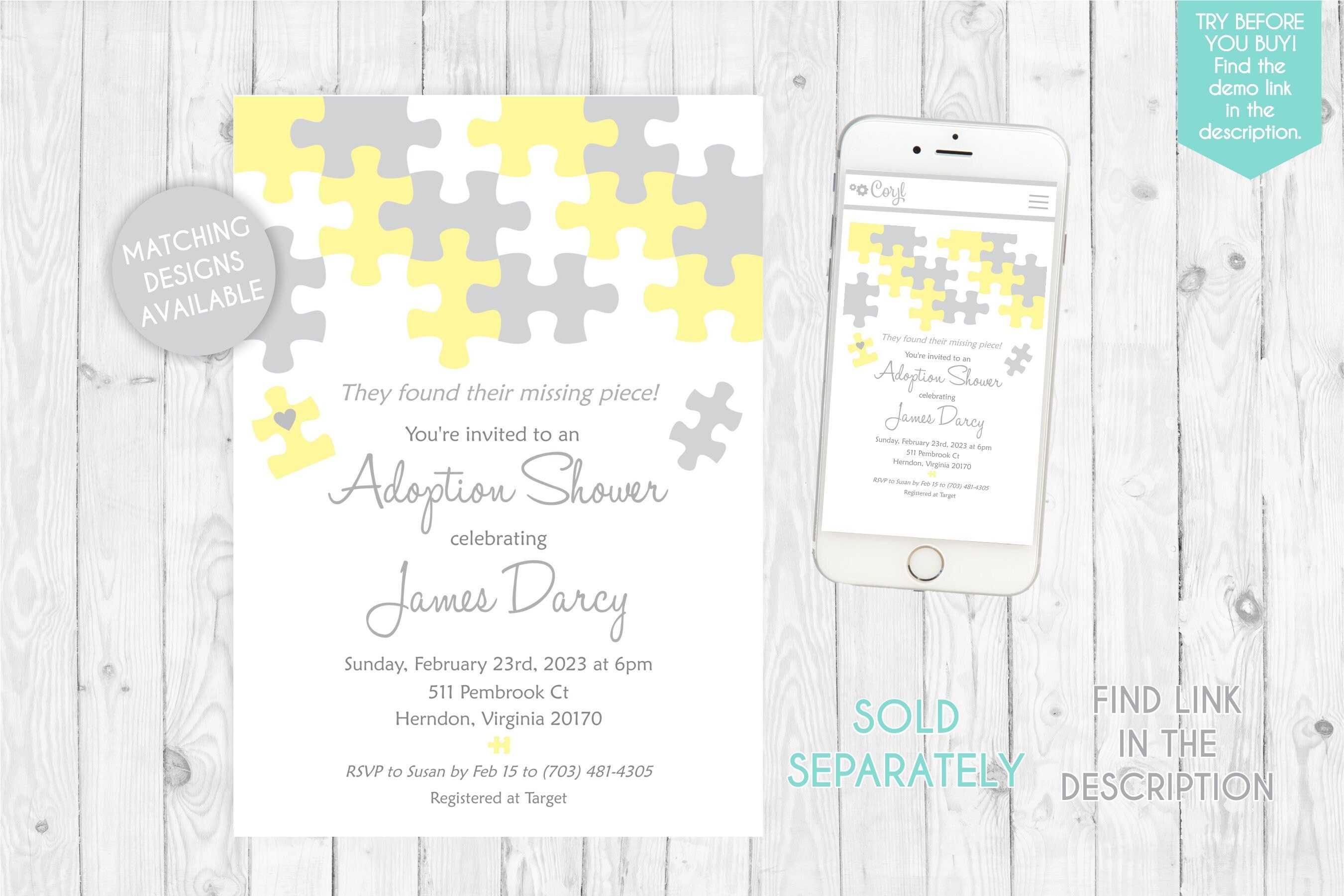 Girl Adoption Shower Invitation Printable Adoption Party Puzzle ...