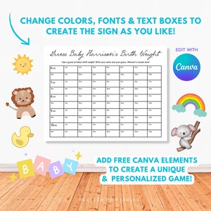 Guess The Baby's Weight Baby Bet Pool Game Baby Shower Game School Baby Shower Game Baby Pool Template Printable Office Game 352 image 4