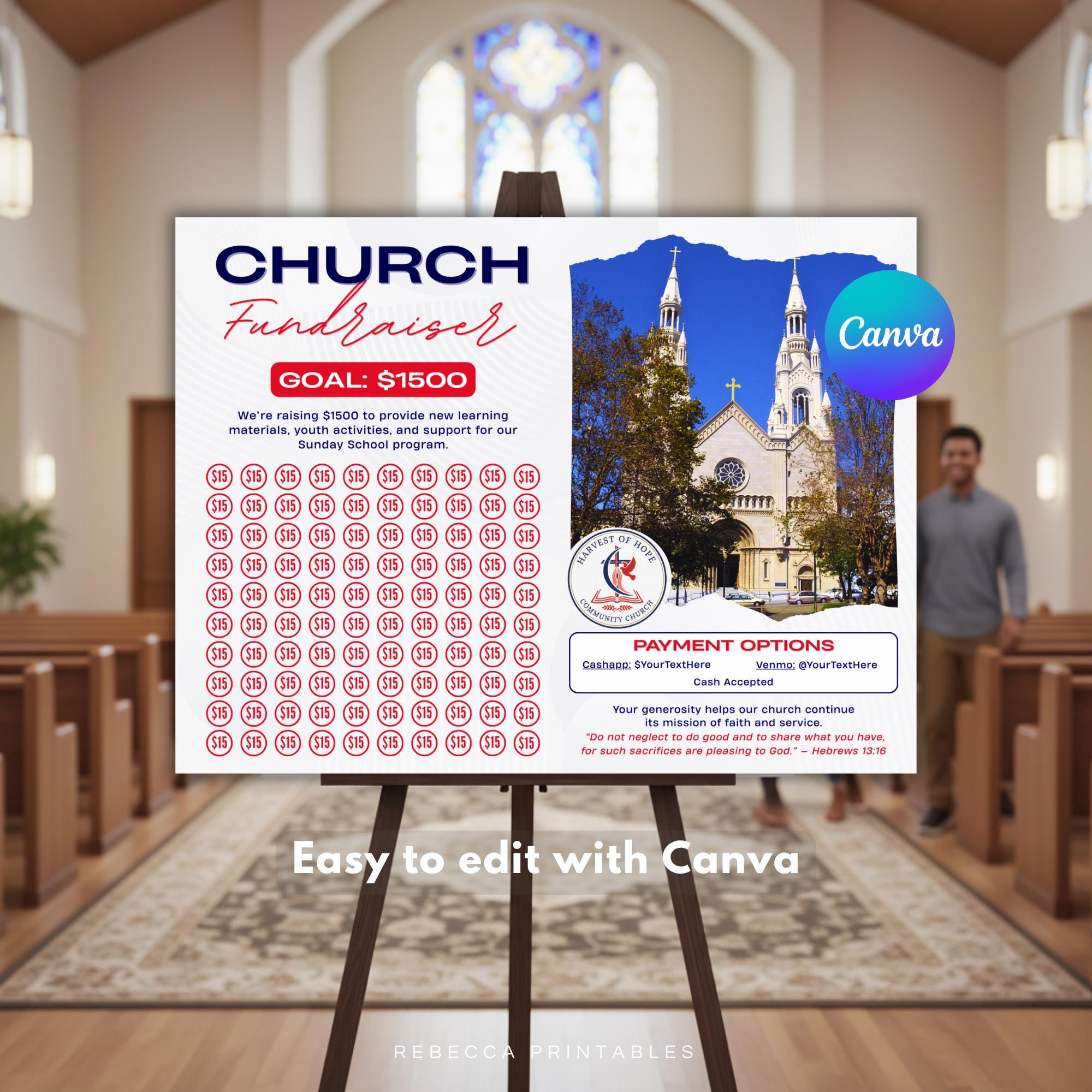 Church Raffle Graphics Church Fundraiser Editable Poster Church Donation Sunday School ...