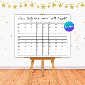 Guess The Baby's Weight Baby Bet Pool Game Baby Shower Game School Baby Shower Game Baby Pool Template Printable Office Game 352 image 2