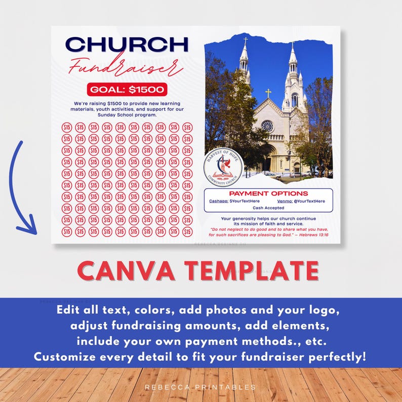 Church Fundraiser Editable Poster Church Donation Sunday School ...