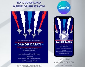 Air Force Invitation Going Away Military Invitation Army Retirement Party Invite Basic Training Invitation Printable Plane Invitation 328