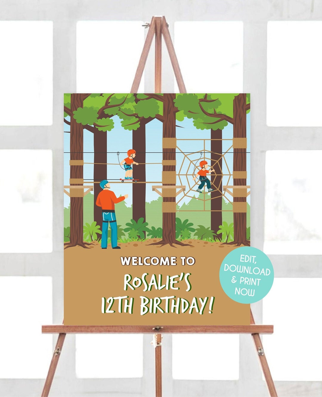 Obstacle Course Welcome Sign Birthday Ropes Course Party Decor Girl ...